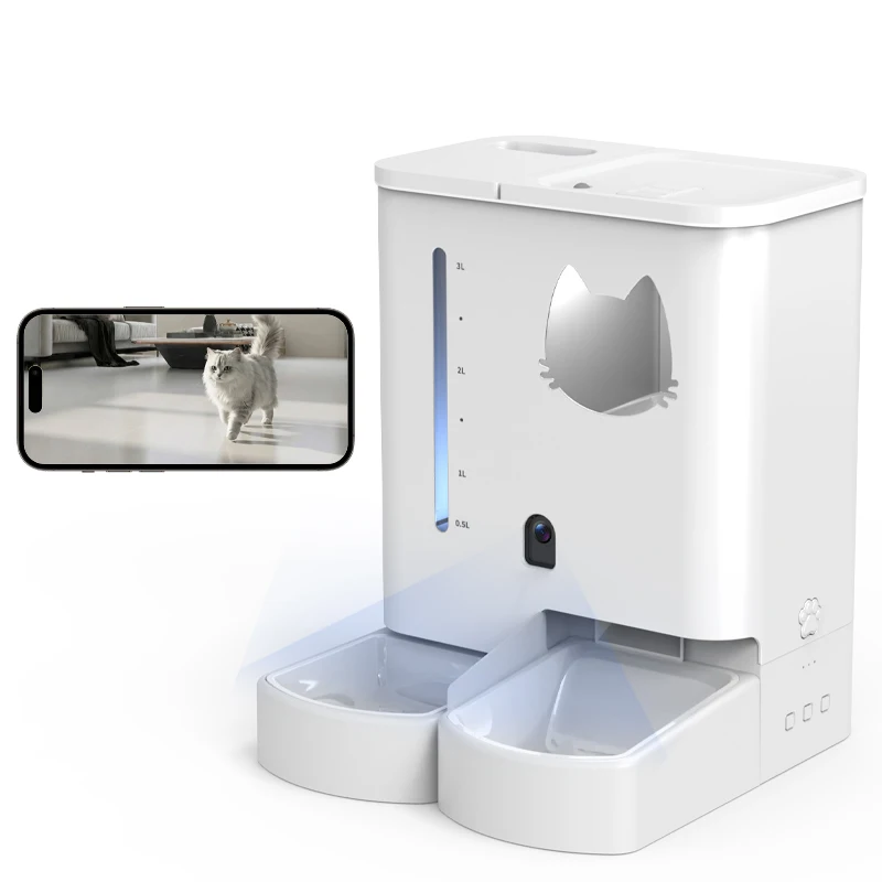 

Integrated Water and Food Dual-function Automatic Intelligent Pet Feeding Device with Large Capacity and Remote Control Via App