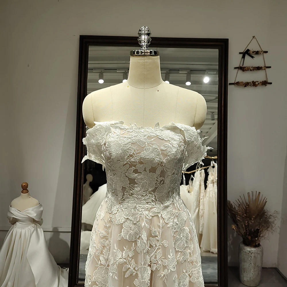 Vestido de novia de malla sin tirantes, traje de boda con cremallera, 2024, QW01062