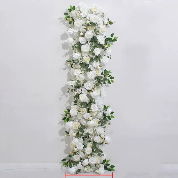 Kunstmatige Runner Bloem Rij Bruiloft Arrangement Decoratie Bloemen Achtergrond Rekwisieten Tafel Bloem Runner Evenement Feest Bloemen Decor
