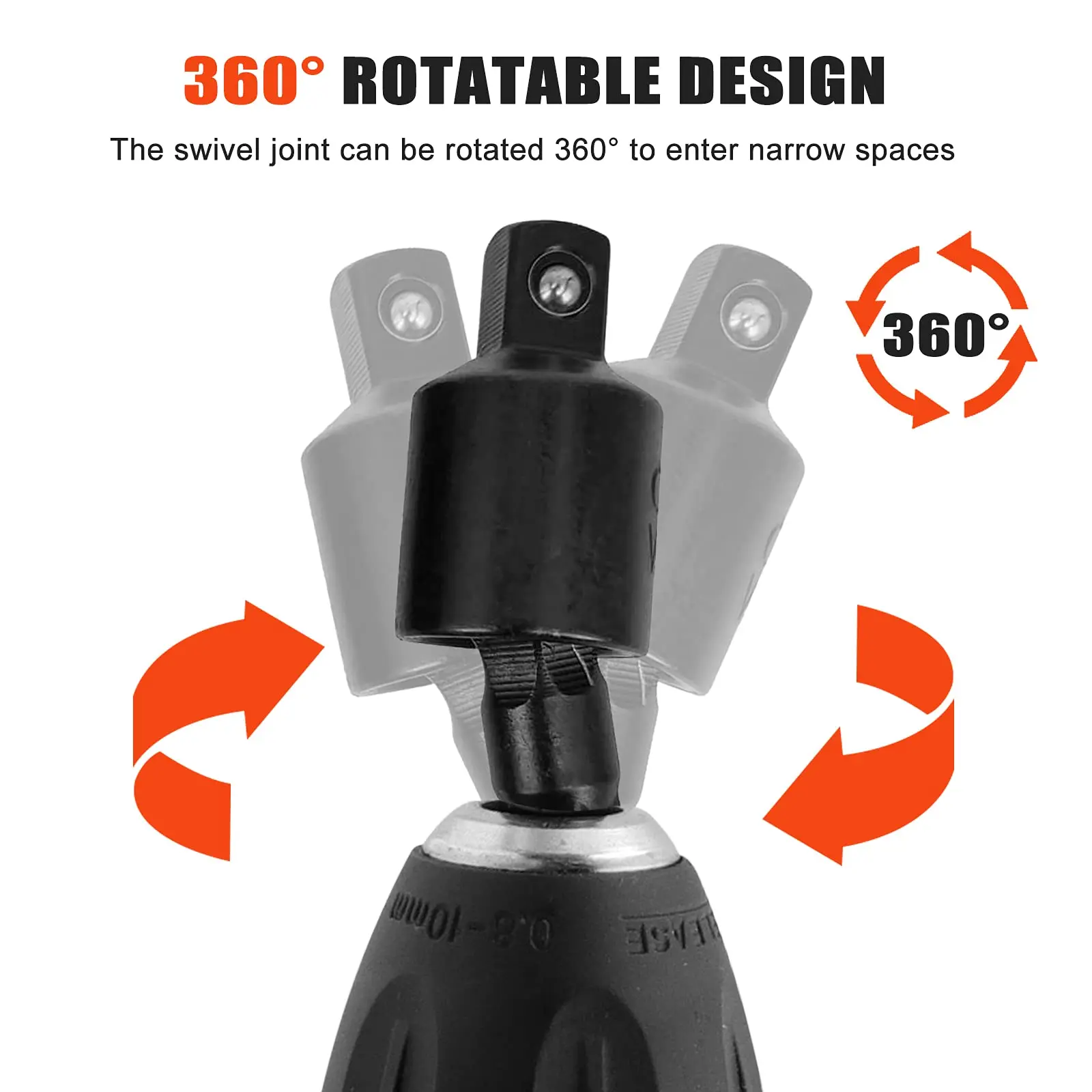 SenNan 3pc 1/4" 3/8" 1/2" Electric Wrench Drill Socket Adapter 360° Rotatable Square Socket Converter Tool for Impact Driver Set