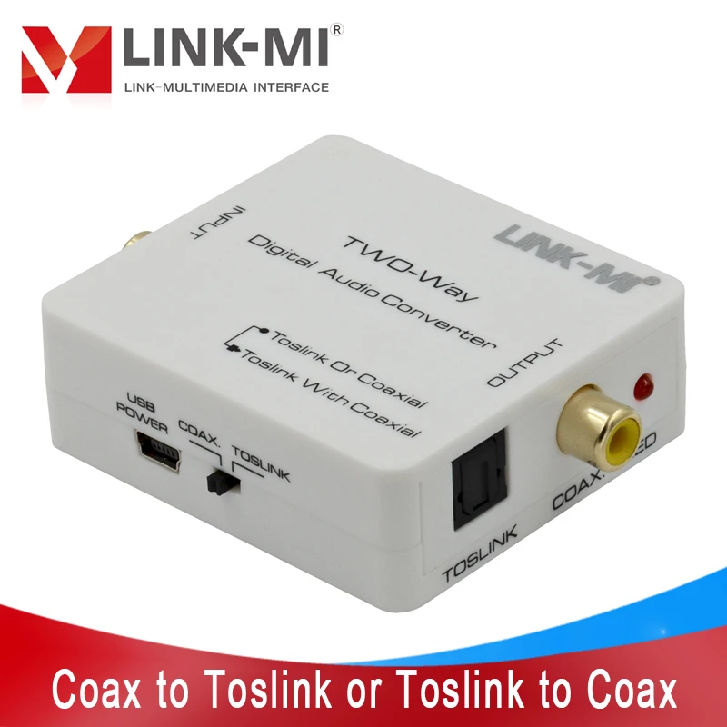 2-Way Digital Audio Converter Compact size and easy to install Coaxial to Toslink or Toslink to Coaxial