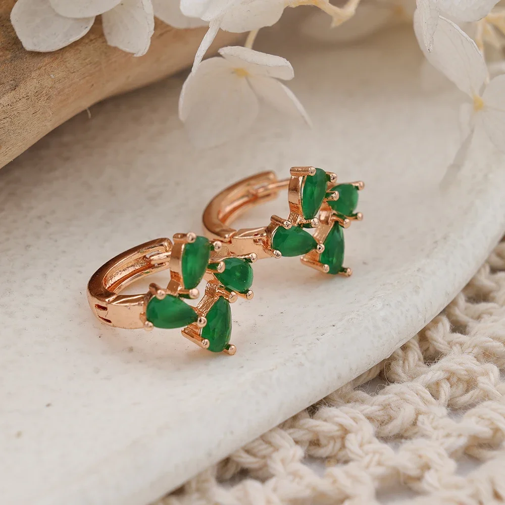 

Lucky Four Leaf Flower Series Zircon Stainless Steel Women's Earrings Stud For Girls Woman Romantic Gift