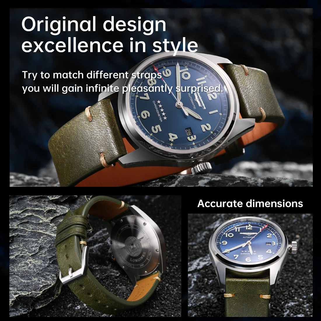 Top Luxury Leather Watch Strap Quick Release For Longines Master Collection Hydroconquest 20mm 21mm 22mm Accessories Watch Band