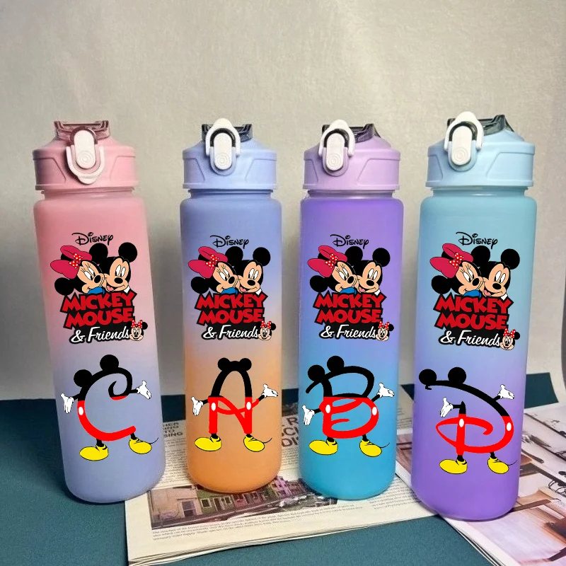 750 مللي الكرتون رسالة A-Z ميكي ماوس أنيمي الطرفية الطفل شرب كوب التدرج اللون كوب بلاستك لطيف ميني ماوس هدية #2