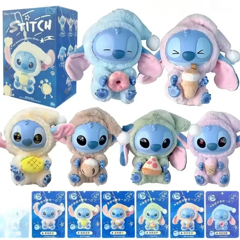 

DISNEY Stitch Eat someting Before Sleep Vinyl Blind Box Cute Plush Pendant Dolls Desktop Mystery Toys Collectors Birthday Gifts