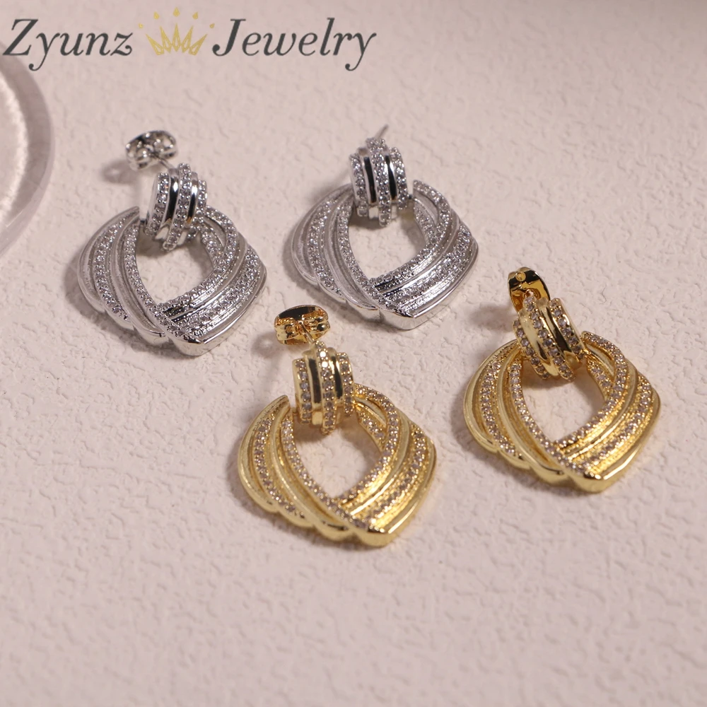 5 Pairs, Gold-Color Drop Earrings Set Zircon Dangle Earrings Vintage Circle Geometric Twist for Women Girls Trendy Jewelry Gifts