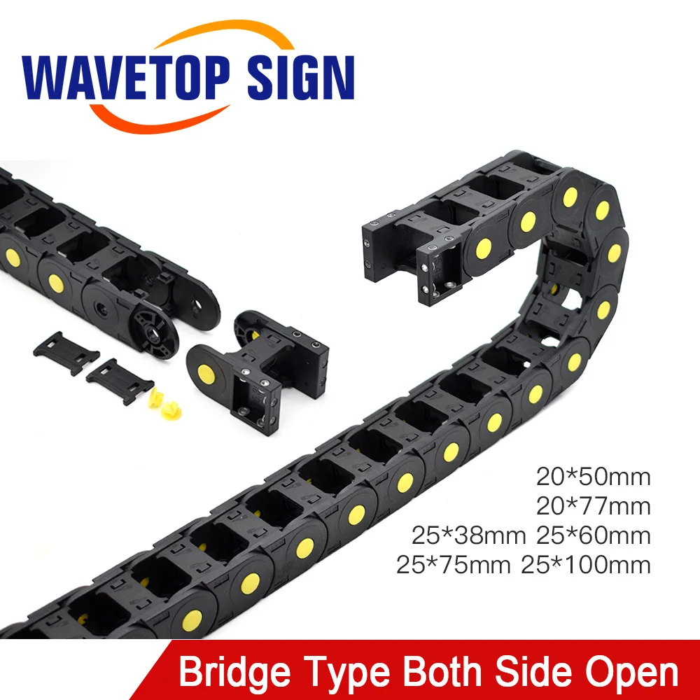 WaveTopSign 1meter Cable Chain Bridge Type Both Side Opening 20x50 20x77 25x38 25x60 25x75 25x100mm Plastic Towline Transmission