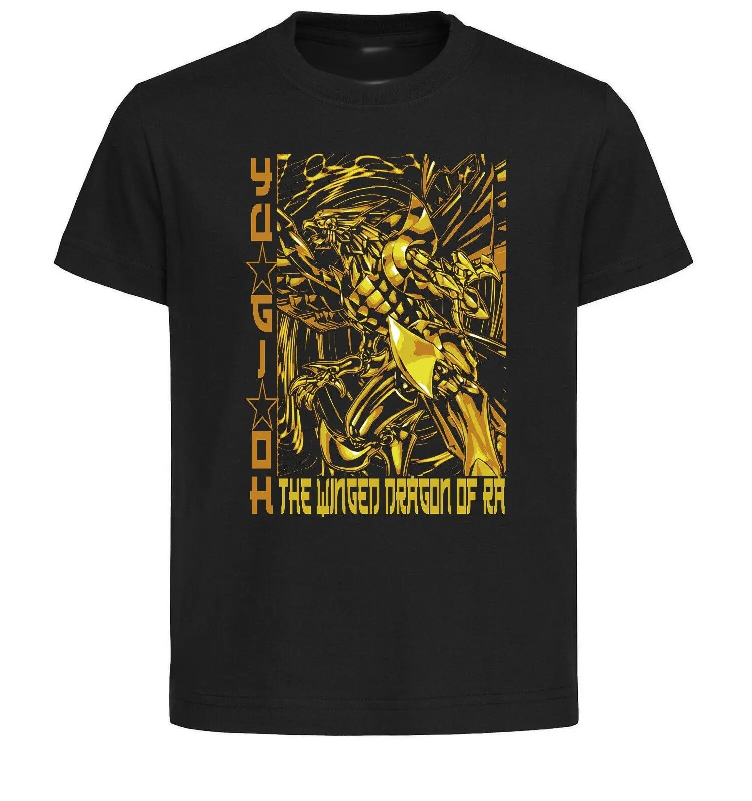 Black T-Shirt - Black Jersey - Japanese Style Yu Gi Oh - The Winged agon of Ra-