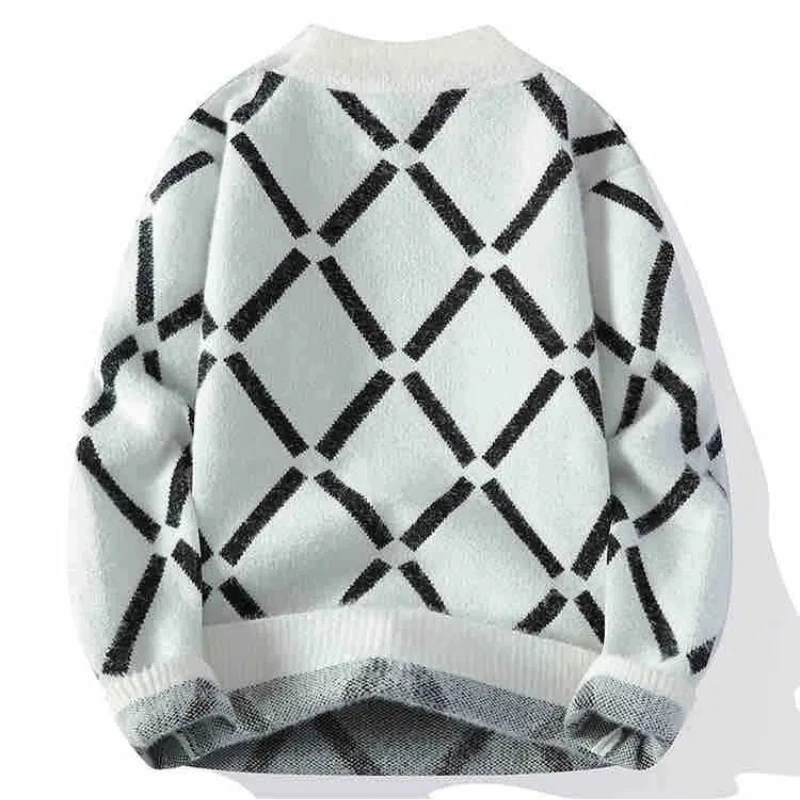 Herbst Winter Neue Männer Pullover Mock Neck Patchwork Kontrast Farbe Jugend Trend Mode Warme Pullover Langarm Gestrickte Tops