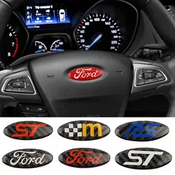 Resin Carbon Fiber Style ST Badge Logo Car Steering Wheel Center Sticker for Ford Focus Mondeo Fiesta Kuga Ranger Fiesta Escort