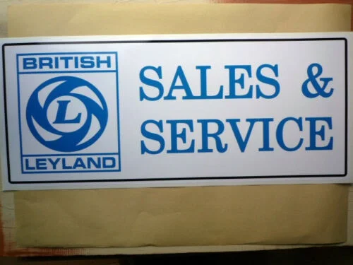 

For x2 BRITISH LEYLAND SALES & SERVICE large Workshop Garage Sign Sticker BL MG Mini