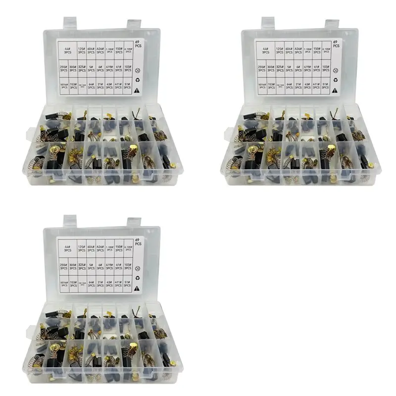 AT21-207Pcs Electric Motor Carbon Brushes 23 Sizes Motors Carbon Brushes For Power Tool Repair Replacement Parts