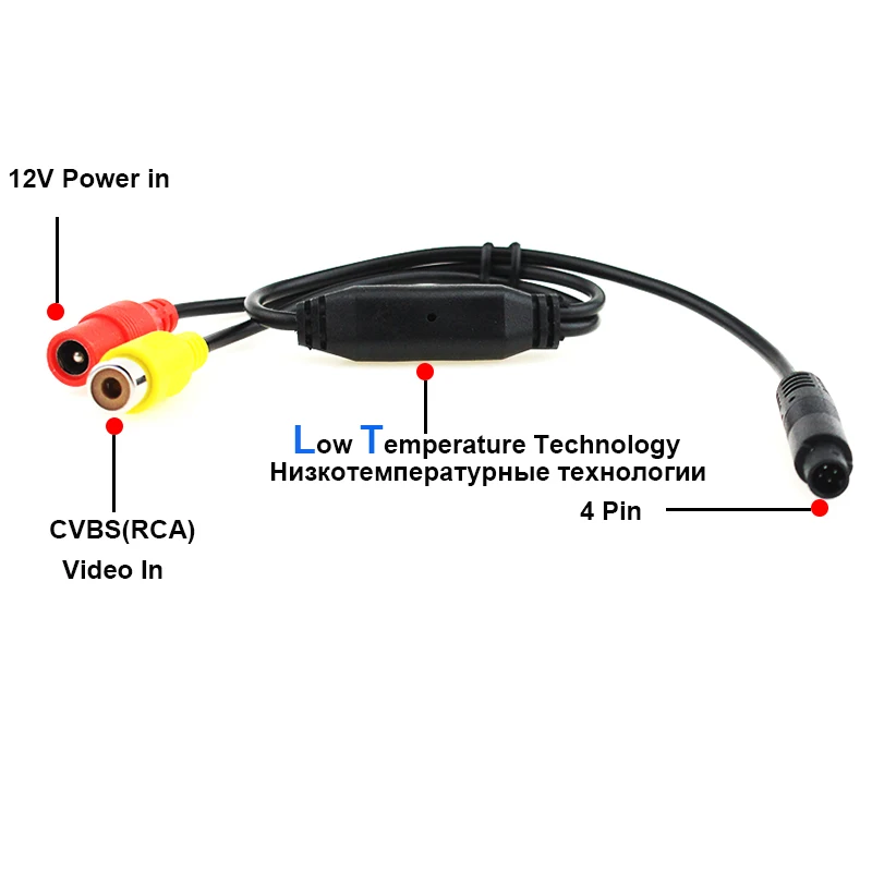 Car RCA CVBS Female To 4 PIN Male Conversion Cable For Rear View DVR Mirror Parking Monitors Connect Reversing Backup Camera