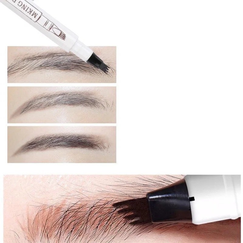 4 Colors Eyebrow Pen Waterproof Liquid Eyebrow Pencil Long Lasting Eyebrow Tattoo Pen Cosmetics 4 Point Liquid Eyebrow Pencil