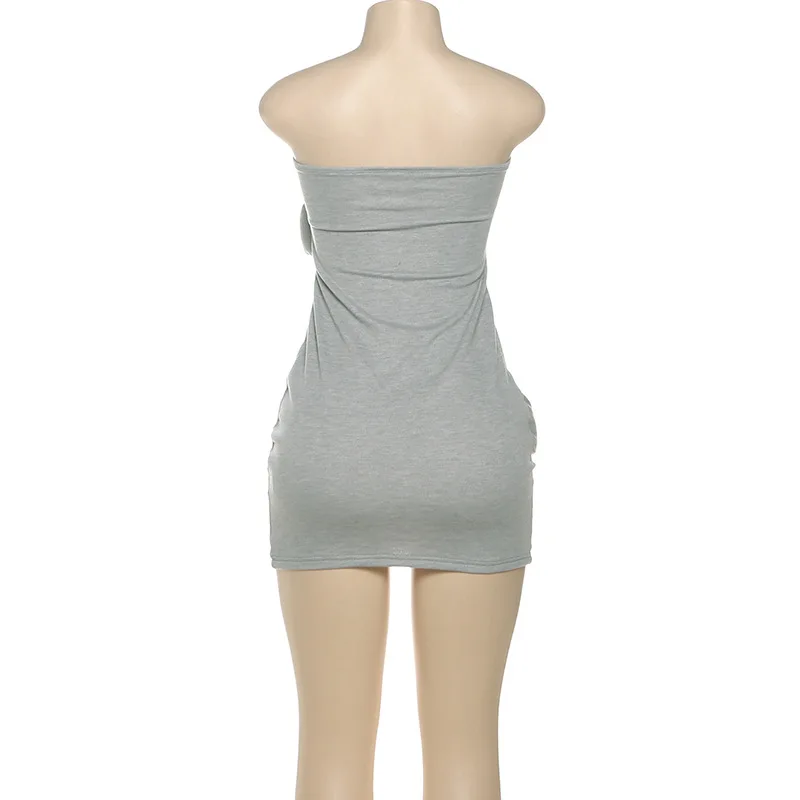 여성 패션 섹시하고 독특한 스테레오 그립퍼 스트랩리스 바디콘 미니 드레스 민소매 백리스 피치 힙 나이트 클럽웨어 베스티도스