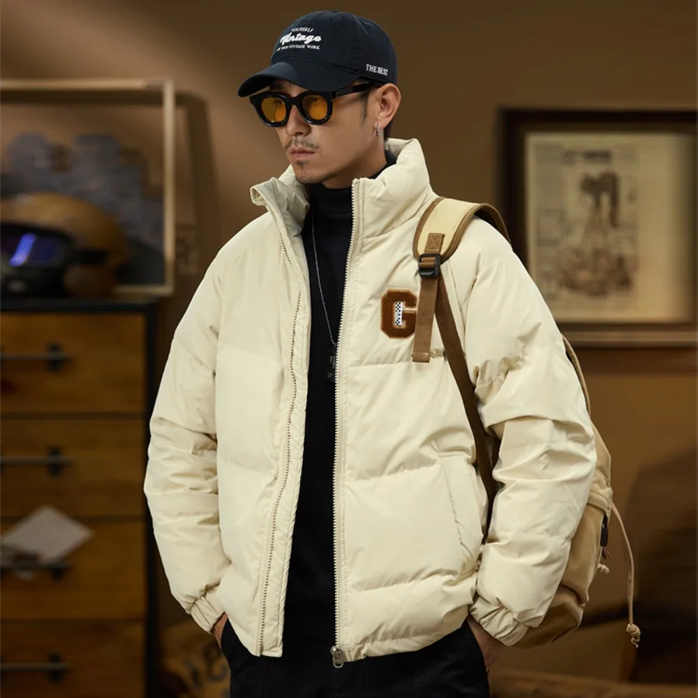 New winter down jacket men's stand collar thickened warm high fluffy bread cold-resistant jacket