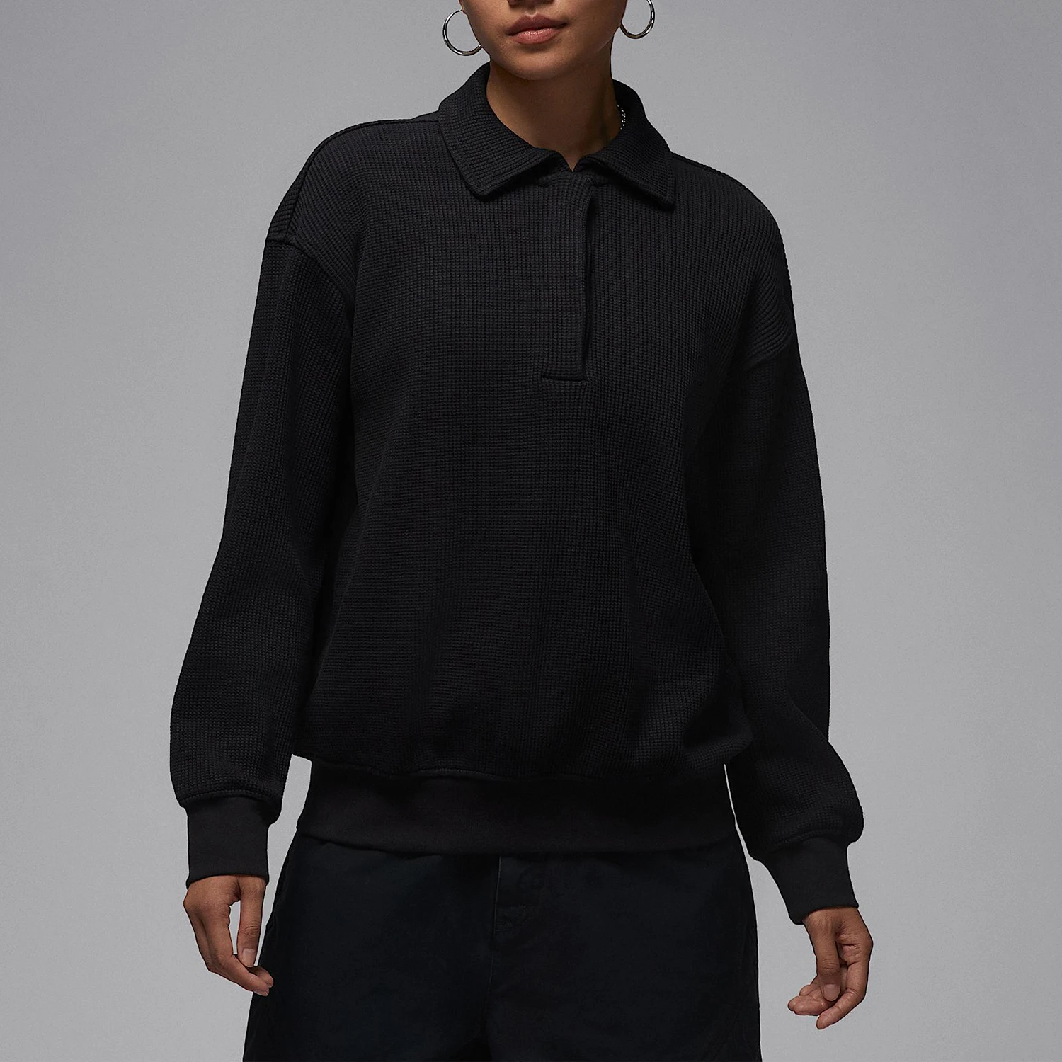 

Nike genuine Jordan Flight women's long sleeved polo shirt with a lapel collar HV0354-010