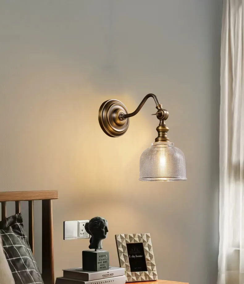 Old Copper Wall Lamp Clear Glass Indoor