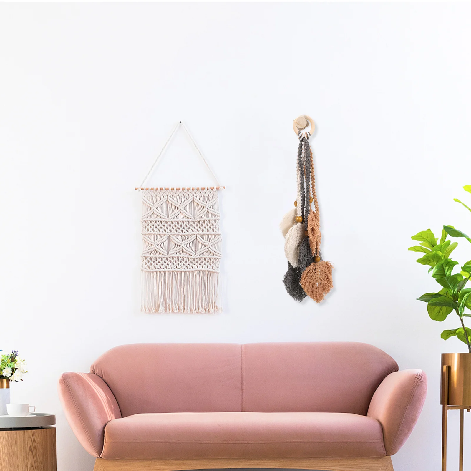 

Boho Leaves Hanging Decoration Macrame Wall Decor Handmade Bohemian Style Bedroom Living Room Wall Ornament Boho Hanging Decor