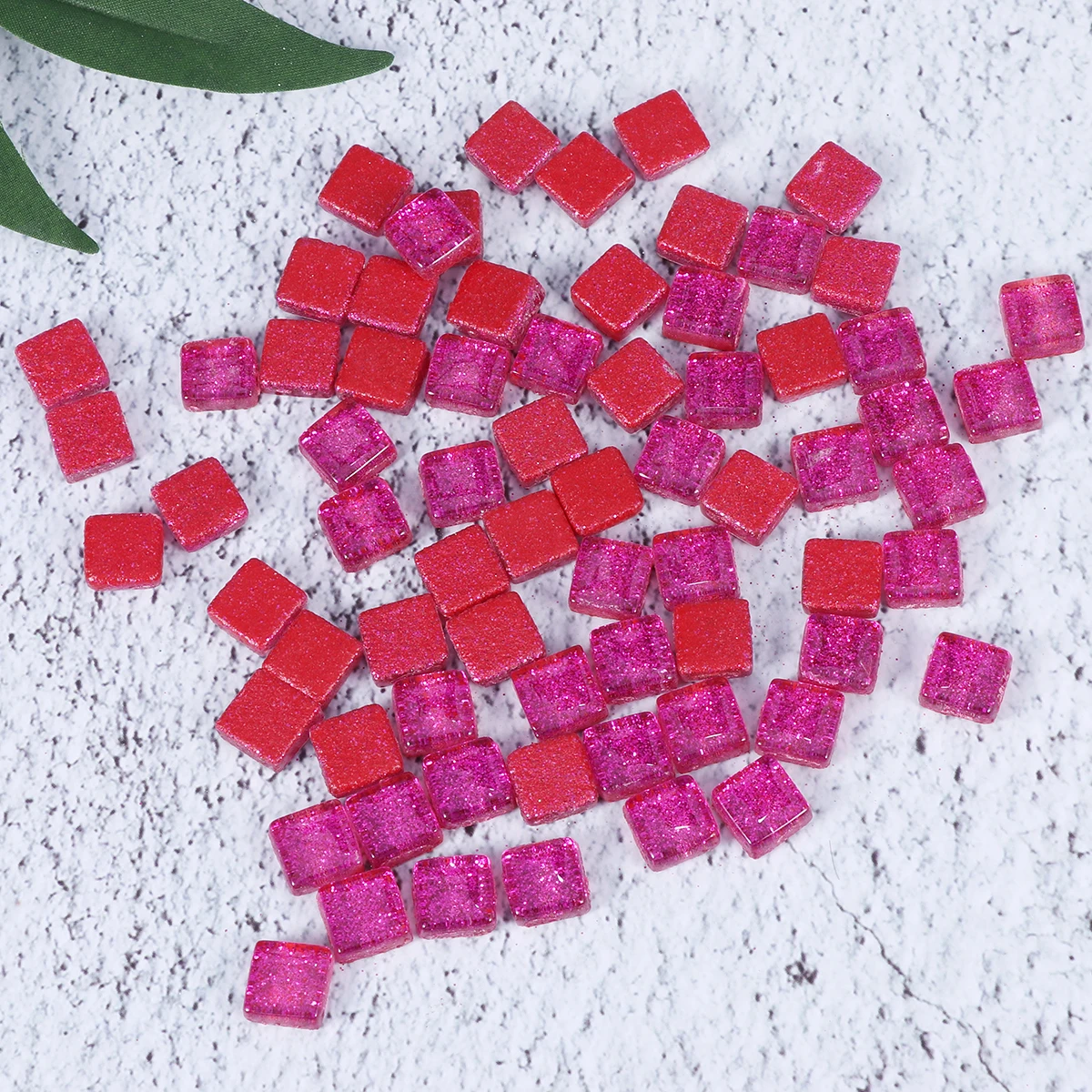 

200G Flash Powder Mosaic Glass Crystal Diy Handmade For Kids Boys Girls Rosy Color Square Pieces Creative Decorative Craft Safe