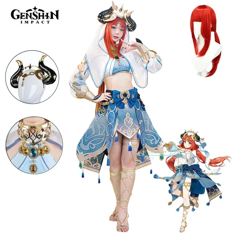 

New 2025 AA Game Genshinimpact Nilou Cosplay Party Costume Wig Shoes Full Set Dancer Dress for Wo ★★★