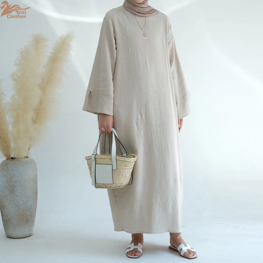 فستان عباية إسلامية للعيد للنساء بأكمام مقسمة فساتين صلاة متواضعة جلابية المغرب عبايات قفطان إسلام فيستدوس رداء عربي طويل