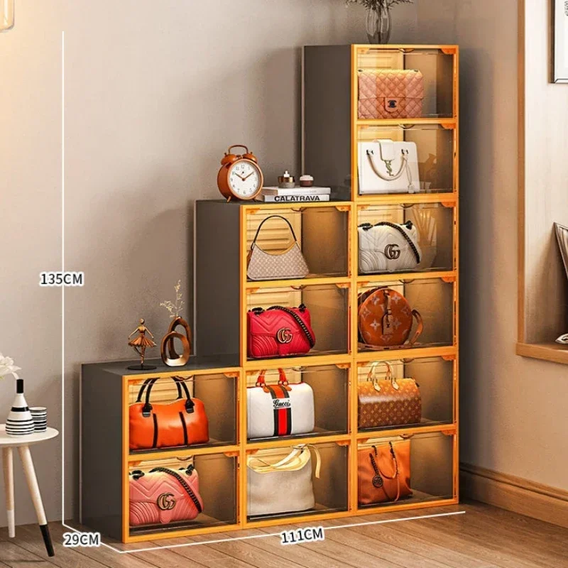 Transparent Luxury Bag Storage Cabinet Household Wardrobe Dust-proof Finishing Racks Multifunctional Storage Box Display Cabinet