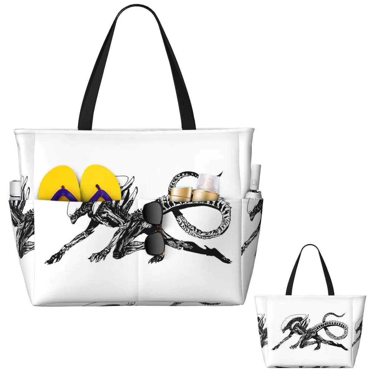 

Xenomorph Alien Movie Beach Tote Bag Sport Gym Yoga Duffle Large Tote Bag Women Travel Bag Fitness bag