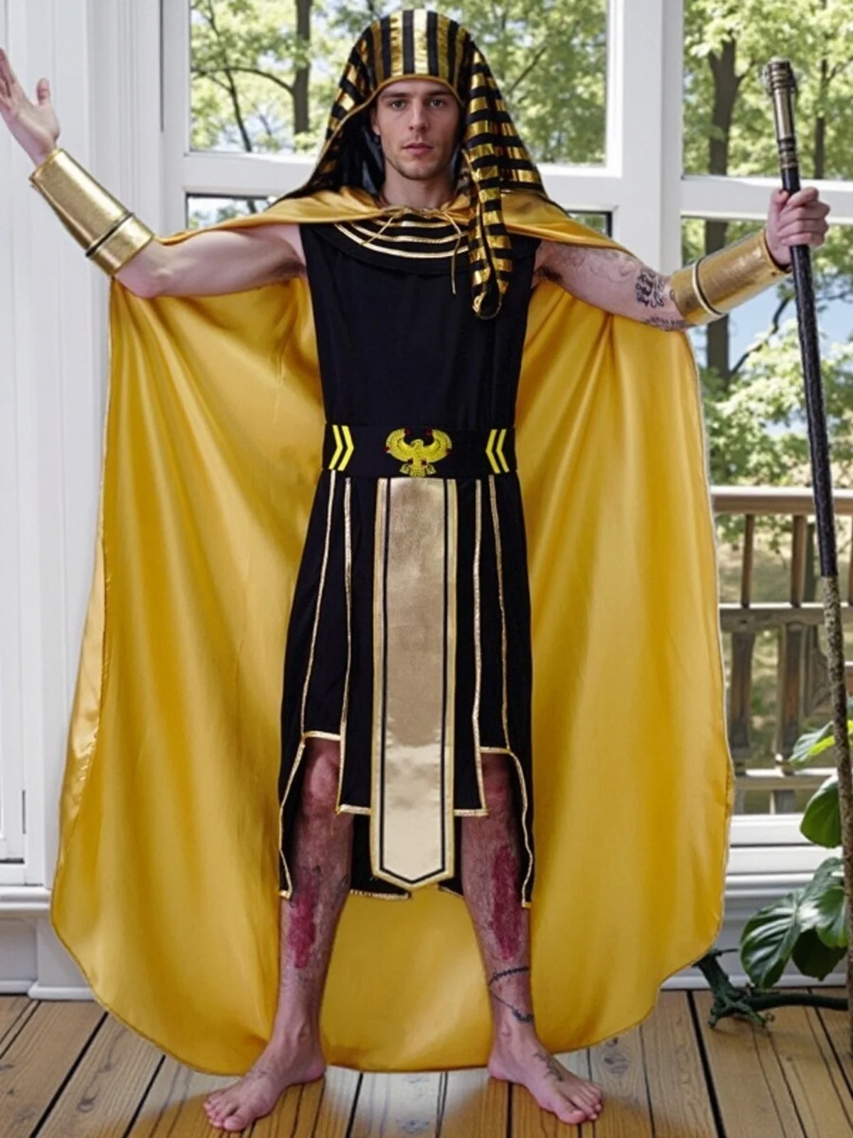 

Pharaoh King Costume for Men's Par Dance loween Adult Stage Performance Clothes Egyptian King Outfit Adult Size