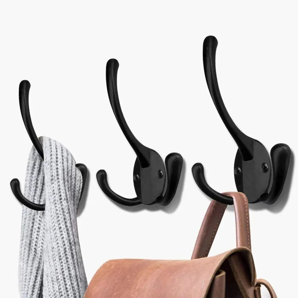 

Wall Mounted Coat Hooks 5 Pack Heavy Duty Black Hardware Robe Hooks Decorative for Single Hanging Coats Towel Cubicle Classroom