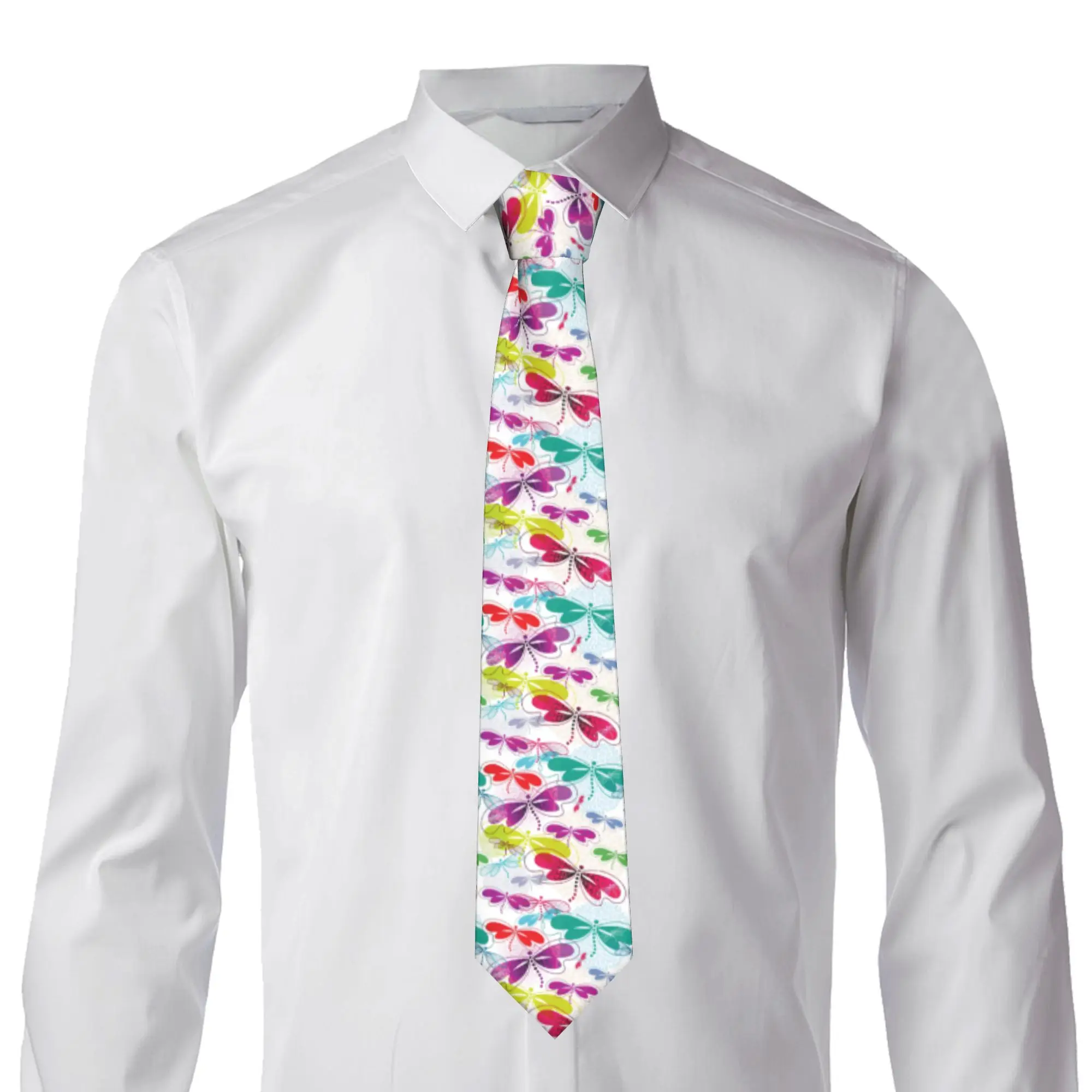 Fashion Funny Colorful Dragonfly  Ties for Wedding Mens  Neckties