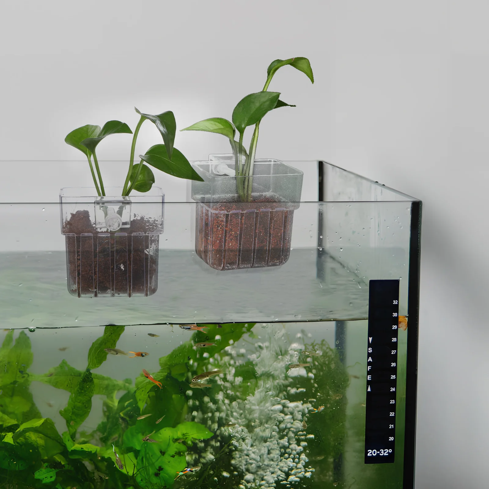 

4Pcs Hanging Aquarium Plant Holders Clear Aquatic Plant Cups Fish Tank Planters Aquarium Accessories Supplies Aquatic Planter
