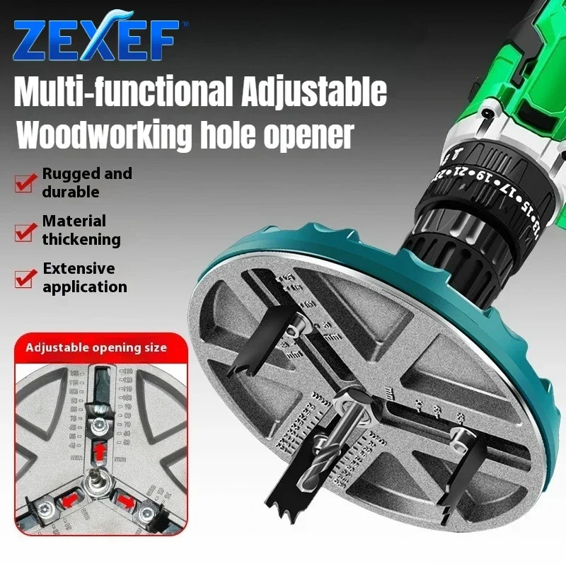 

ZEXEF Регулируемая многофункциональная универсальная направляющая для кольцевой пилы, деревообрабатывающий открывалка, диаметр 45-130 мм, шабельные аксессуары