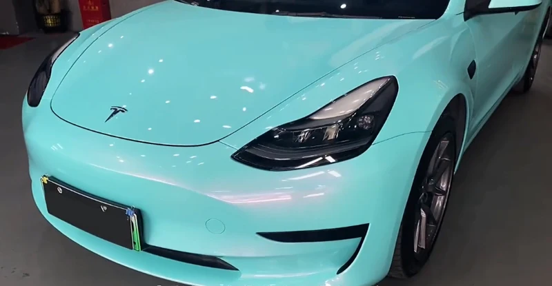 Glossy Color Shift Metallic Racing Miami Teal Vinyl Wrap Film Car Wrapping Foil Roll Air Release Channels