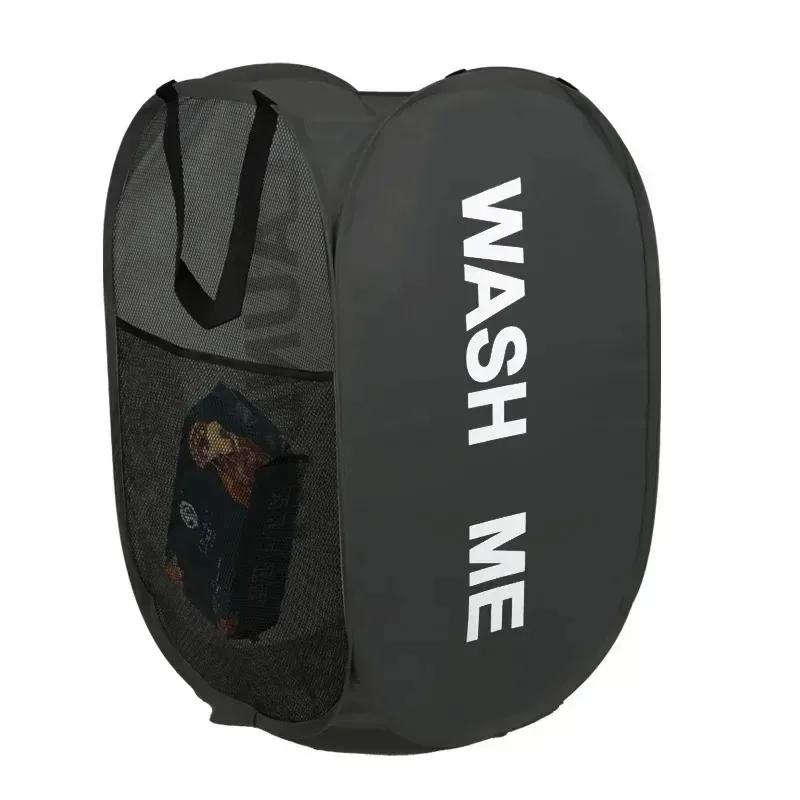 Wäschekorb aus Nylon-Mesh, faltbar, Aufbewahrungstasche für schmutzige Kleidung, geeignet für Schlafzimmer, Badezimmer, tragbarer unabhängiger Wäschekorb – Detail 22