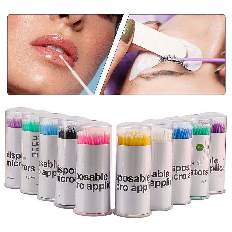 100 個まつげクリーニングブラシラッシュエクステンションマイクロ Bruhes 個別まつげマイクロブラシ美容メイククリーンリムーバーツール