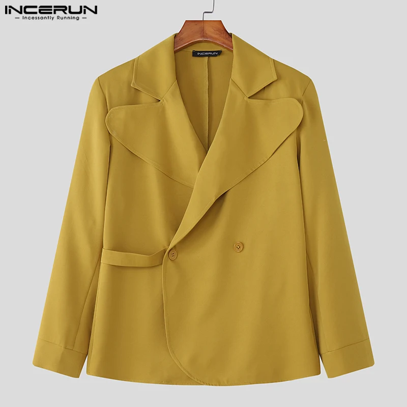 INCERUN الرجال السترة بلون التلبيب كم طويل عادية الذكور دعوى الشارع الشهير فضفاضة أنيقة موضة الذكور رقيقة معاطف السترة #1