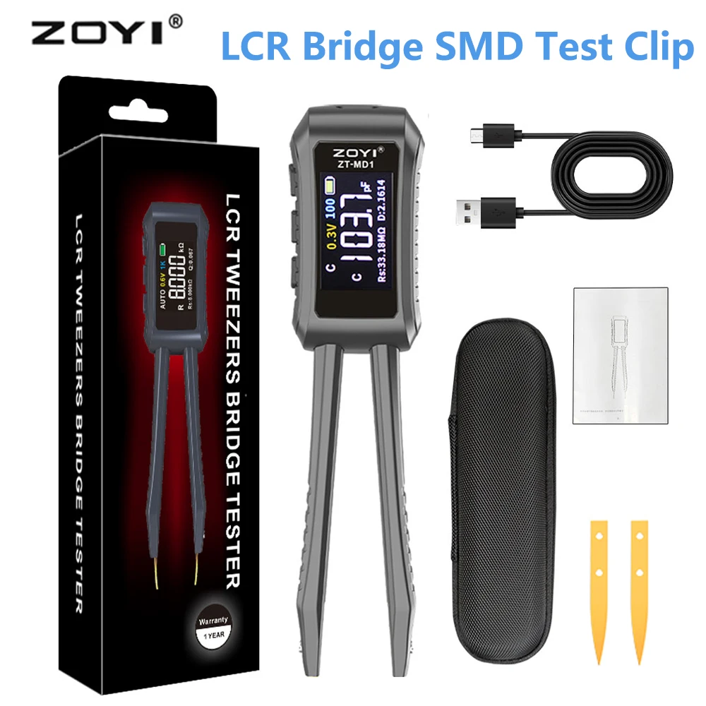 ZOYI ZT-MD1 Intelligent Tweezers LCR Digital Bridge Tester Automatic Measurement of Resistance Capacitance and Inductance Tool