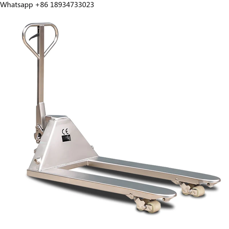 AMORY 2 Ton Stainless Steel Pump Jack Pallet Truck Heavy Duty Manual Hydraulic Forklift Nylon Wheels for Warehouse YY550N-2T-ST