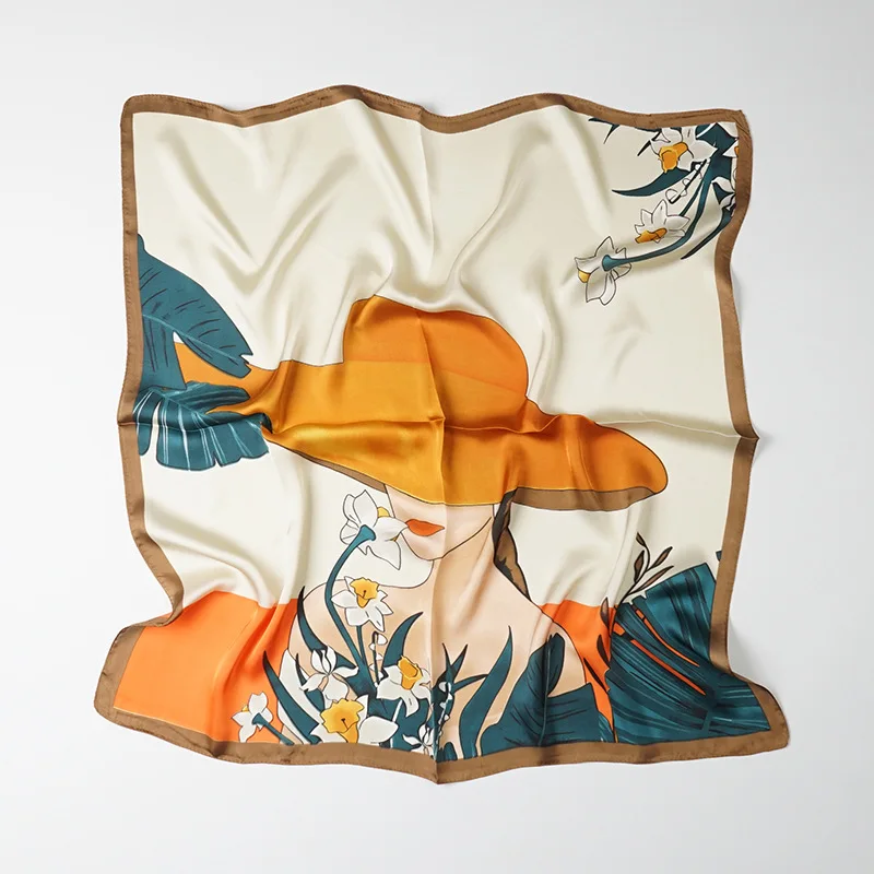 

Роскошный шелковый шарф с принтом 70*70 см, квадратная повязка, женский шелковый темпераментный маленький шарф на шею, декоративная накидка, модные шарфы