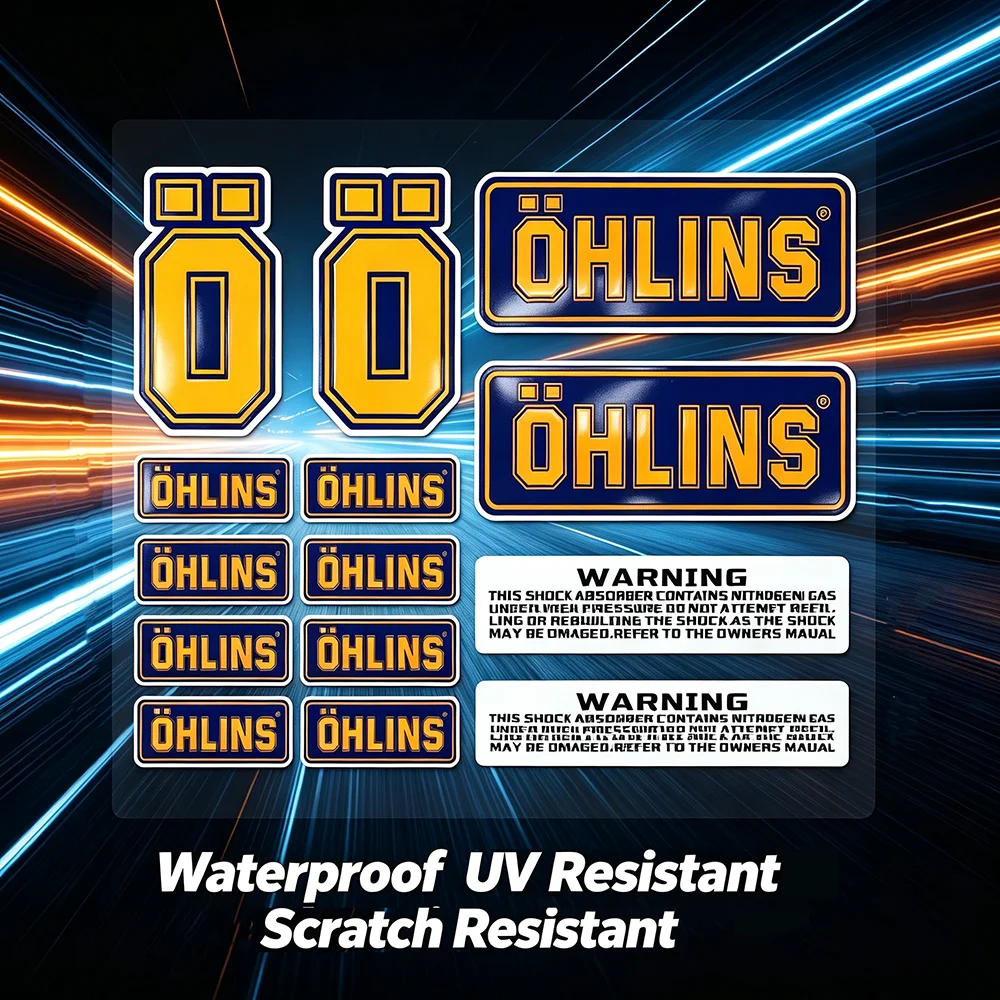 OHLINS Reflective Waterproof Stickers for Motorcycle Car Bicycle Shock Absorber Racing Mod Decals