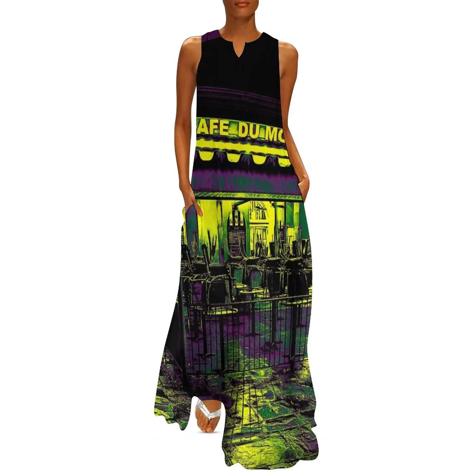 Cafe Du Monde Mardi Gras Colors Long Dress summer dresses elegant dresses plus sizes