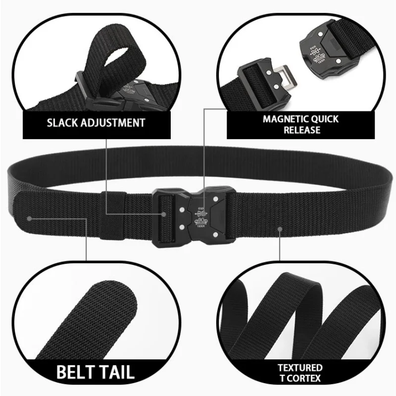 5 Styles The New Men\'s Belt 125cm Buckle Belts Nylon Braided Lightweight Breathable Daily Commuter Men\'s Belt