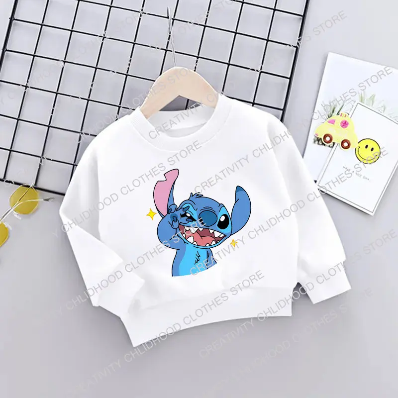 Stitch Children Baby Sweatshirt Kawaii Disney Pineapple Pullover Fashion Harajuku Anime Cartoons Casual Clothes Girl Boy Kid Top