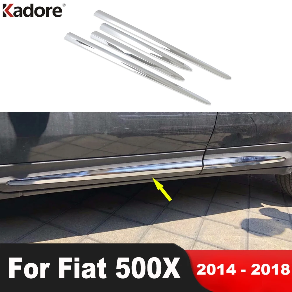 For Fiat 500X 2014 2015 2016 2017 2018 Chrome Side Door Body Trim Molding Strip Streamer Panel Hoods Sticker Car Accessories