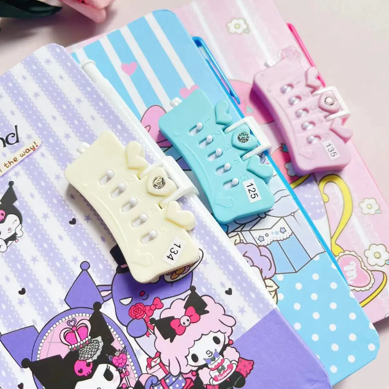 Sanrio Notebook Set with Password Lock My Melody Kuromi Cartoon Writing Book Cute Journal for Students Birthday Gifts