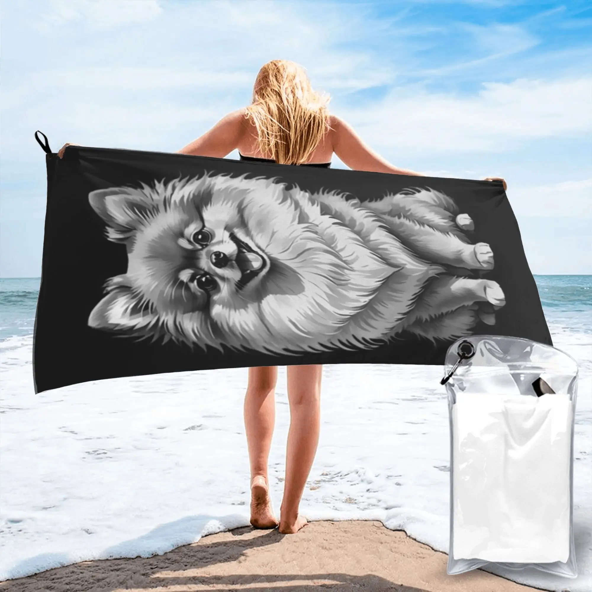 Retro Pomeranian Funny Pomeranian Mom Pompom Dog Beach Towel Soft Microfiber Quick Dry Absorbent Quick Towels For Pool