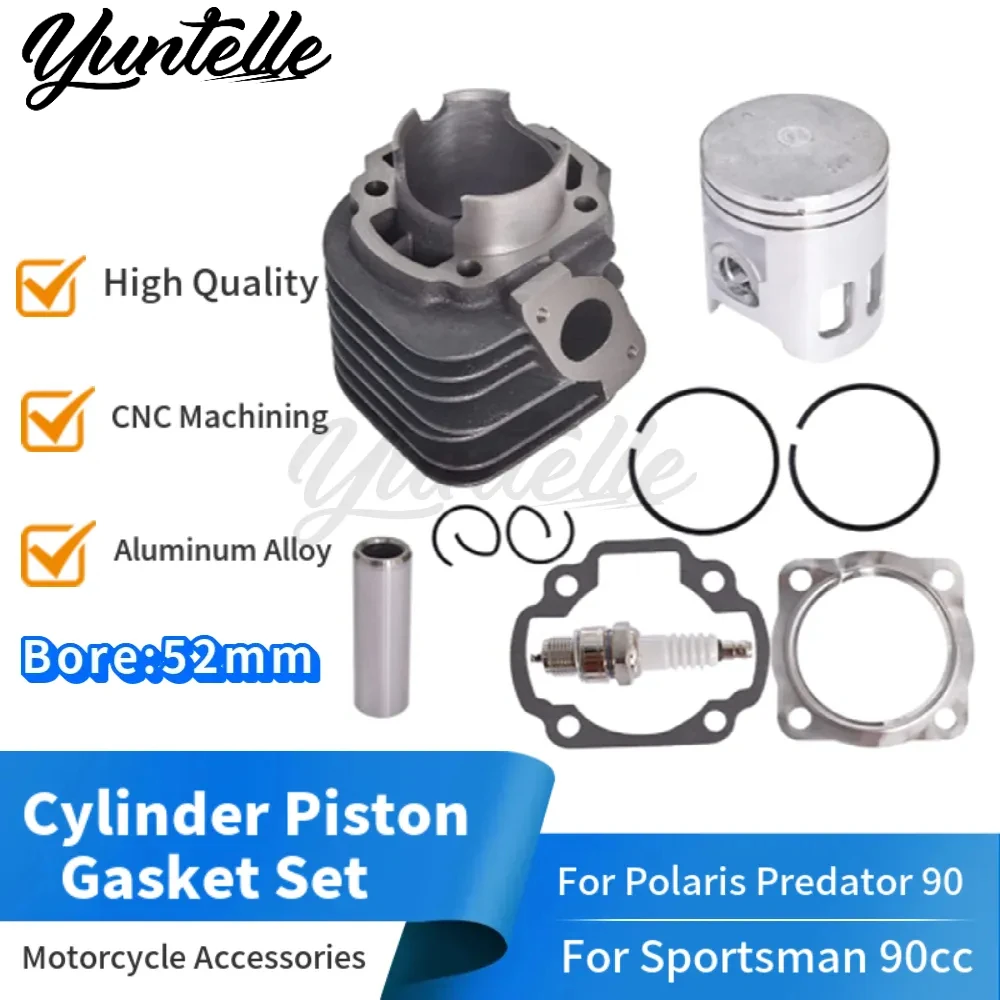 52mm Bore Cylinder Block Piston Ring Gasket Kit For YAMAHA JOG90 XH90 Polaris Predator Sportsman 90 2-stroke Motor Accessories