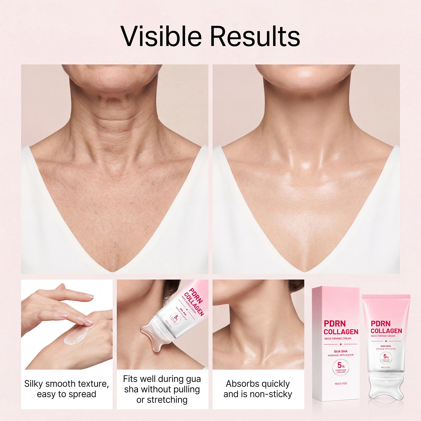 Collagen Neck Cream Smoothing Moisturizing Softening Face Neck Care Deep Hydration Daily Nourishing Cream 90g