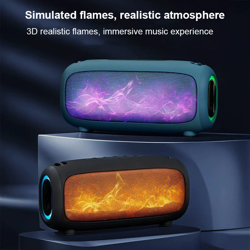 

Flame Lamp Colorful Light Wireless Bluetooth Speaker Desktop Computer Audio Outdoor Portable HIFI Stereo Mini Boombox TF AUX